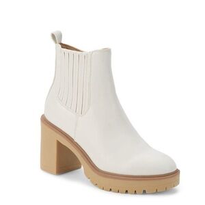 Dolce Vita Caster H2O Lug Sole Cheslea Heeled Booties Boots in ivory Size 7
